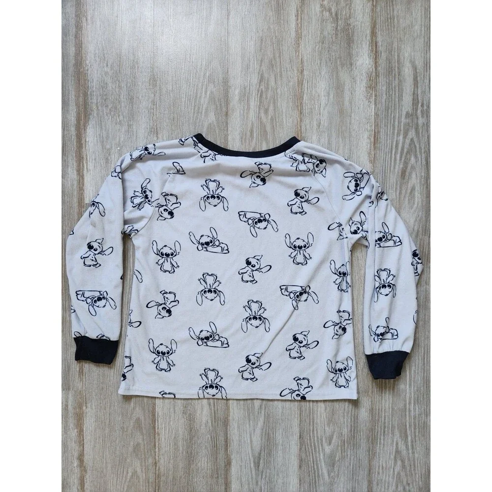 Disney Lilo & Stitch Blue All Over Print Long Sleeve Pajama Top Girls S 4-6 EUC
